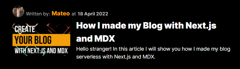 Article Preview using Next.JS and MDX